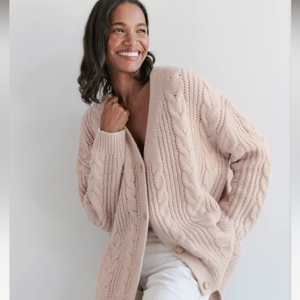 Jenni Kayne Cable Cocoon Cardigan In Blush/Pink